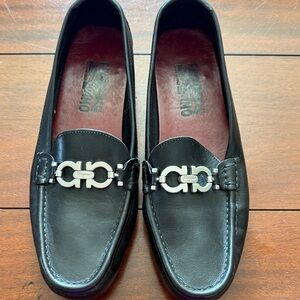 Salvatore Ferragamo Black Leather Loafers Size 8 B In Excellent near new
